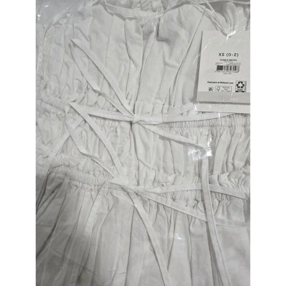 Free Assembly Women's Plus‎ Sleeveless Cotton Midi Dress with Bow Front White XS - Picture 5 of 8